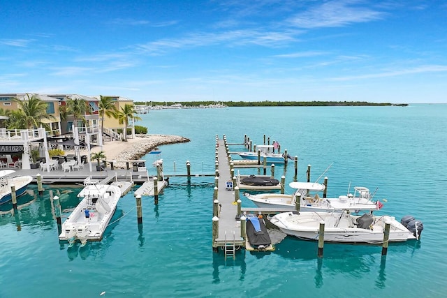 dock area featuring a water view