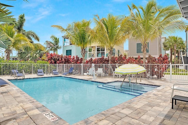 view of pool featuring a patio area