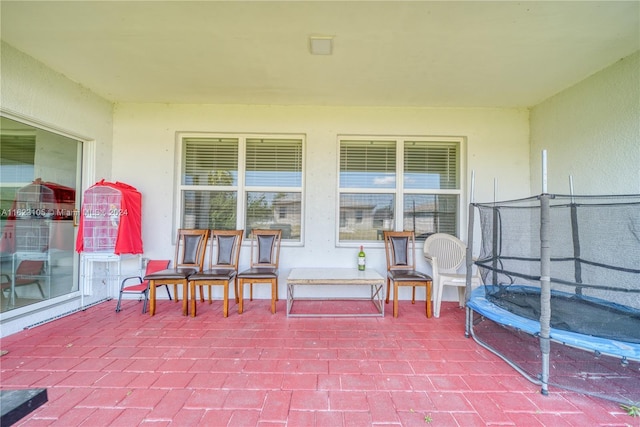 view of patio with a trampoline