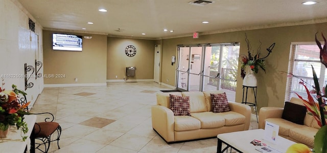 view of tiled living room