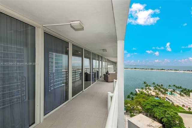 balcony with a water view