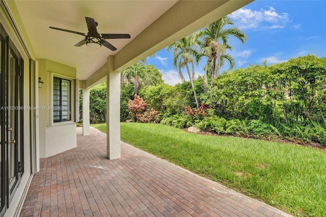 view of patio with ceiling fan