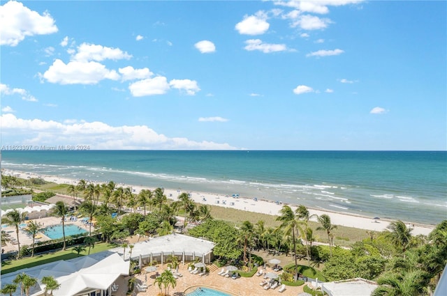 property view of water featuring a view of the beach