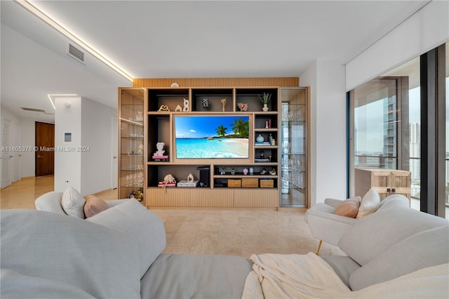 view of tiled living room