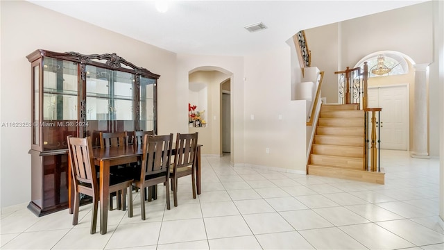 view of tiled dining space