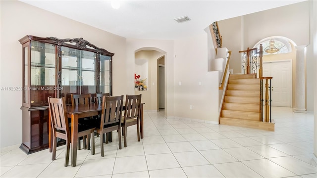 view of tiled dining area