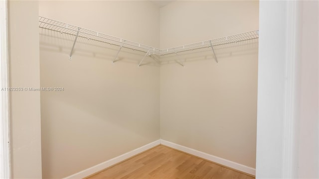 walk in closet with wood-type flooring