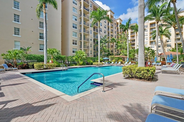 view of pool featuring a patio area