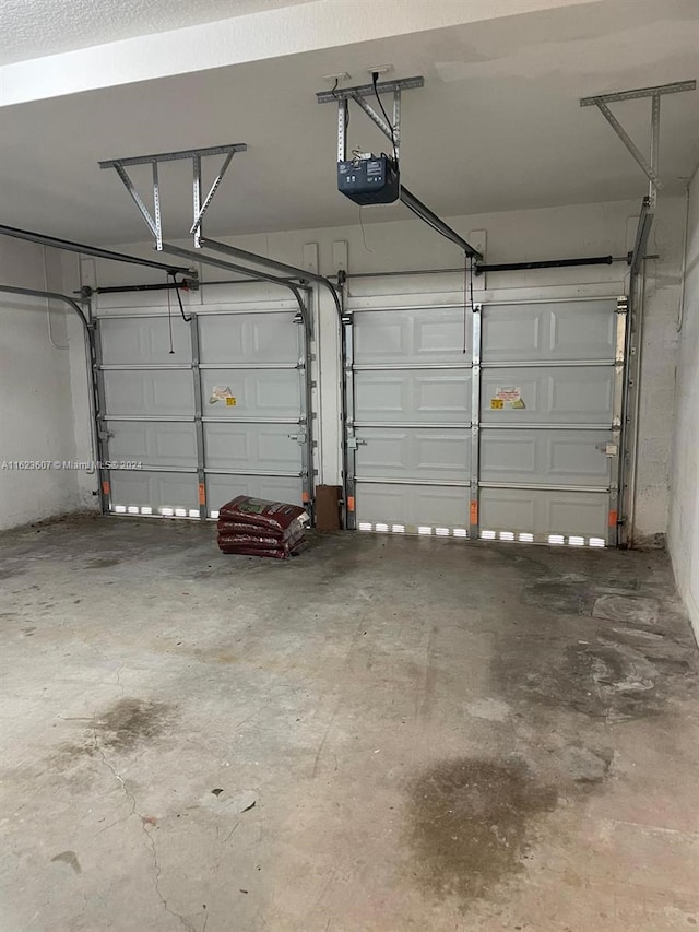 garage with a garage door opener