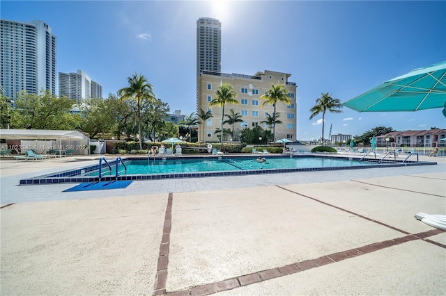 view of pool featuring a patio area