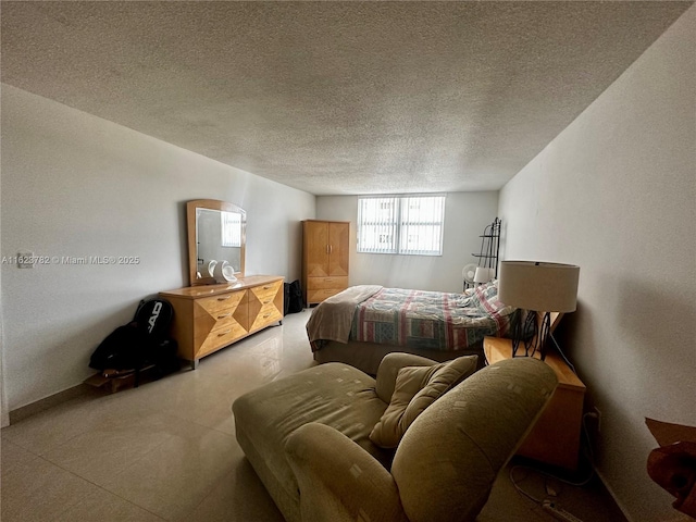 bedroom with a textured ceiling