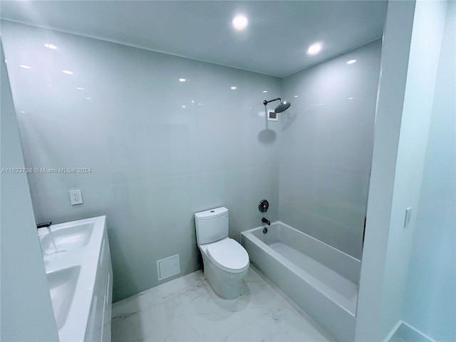 2030 S Ocean Dr Unit 2220, Hallandale Beach, FL 33009 - full bathroom with toilet, marble finish flooring, shower / bath combination, and double vanity