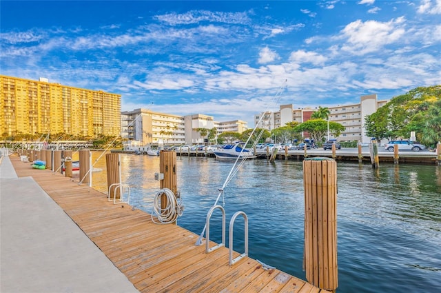 dock area featuring a water view