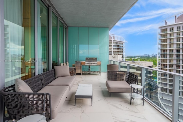 balcony featuring an outdoor living space