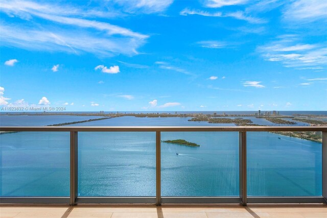 balcony with a water view