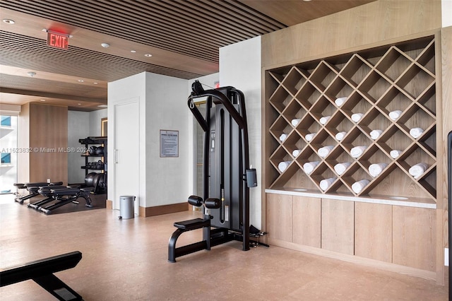 interior space with wooden ceiling