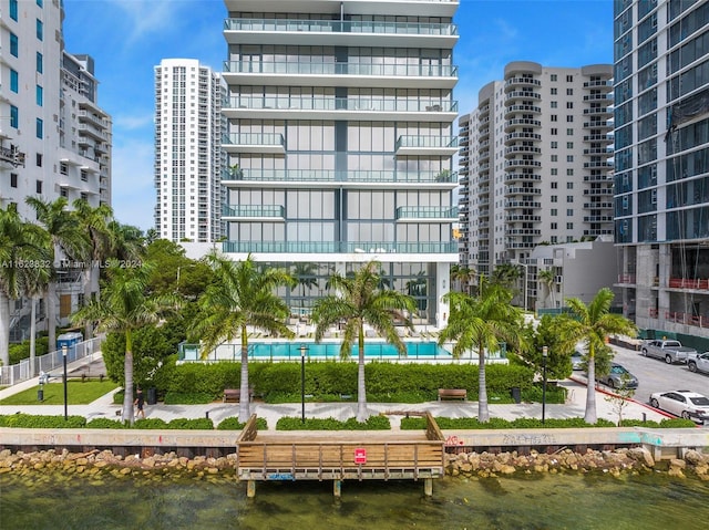 view of property with a water view