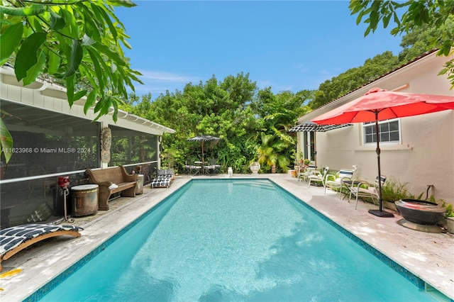 view of pool featuring a patio