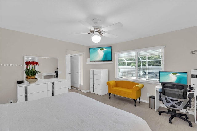 bedroom featuring a closet and ceiling fan