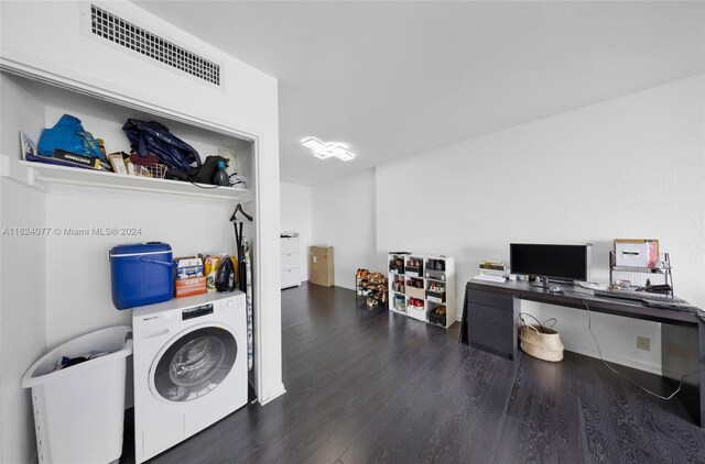 laundry room featuring washer / clothes dryer and hardwood / wood-style flooring