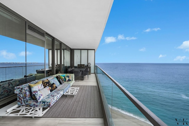 balcony with a water view