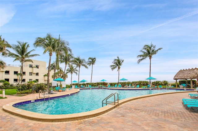 view of pool featuring a patio area