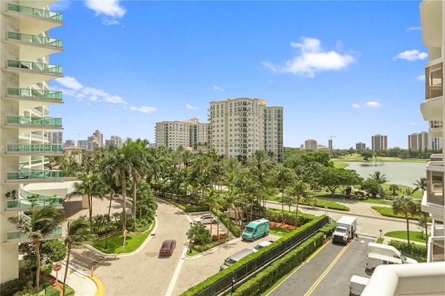 20185 E Country Club Dr Unit 502, Aventura, FL 33180 - exterior space with a view of city, uncovered parking, and a water view