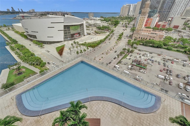 888 Biscayne Blvd Unit 1805, Miami, FL 33132 - view of pool featuring a city view and a water view