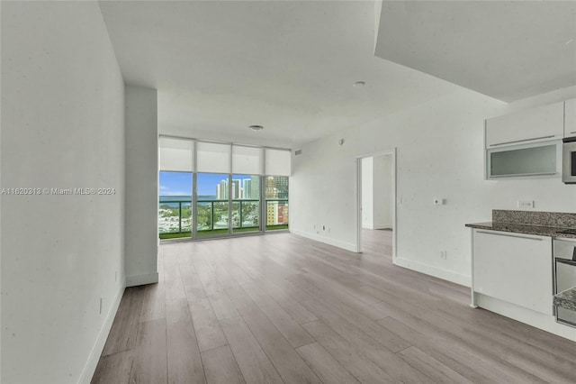 unfurnished bedroom with light hardwood / wood-style flooring and a closet