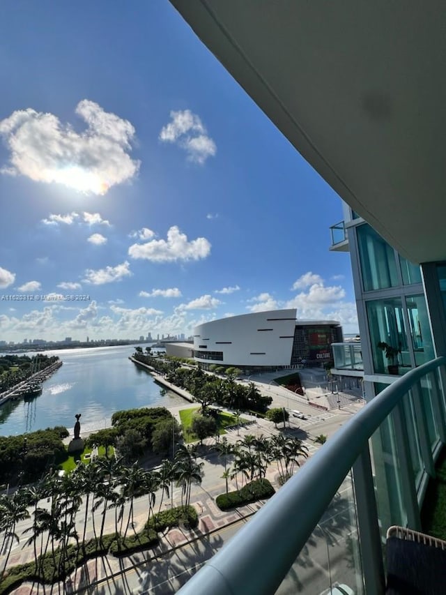 balcony with a water view