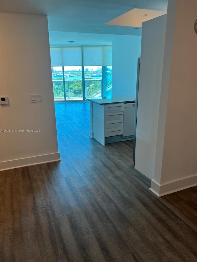 empty room with dark wood-type flooring