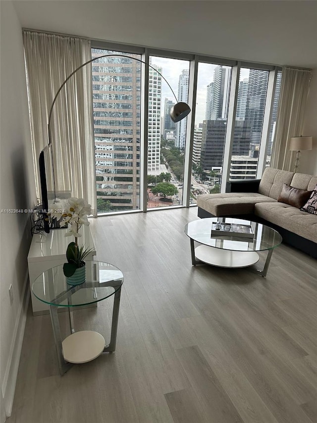 living room with hardwood / wood-style floors