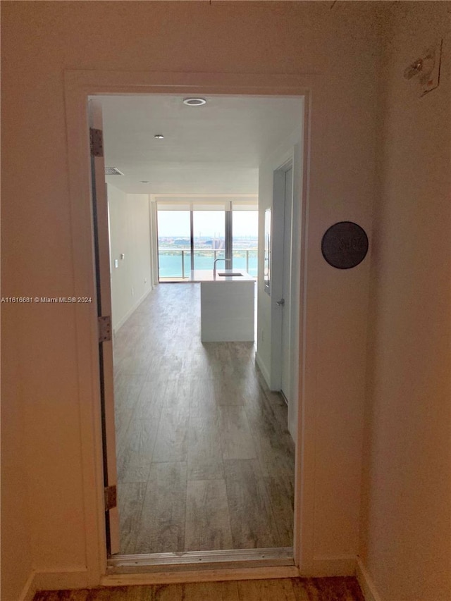 corridor featuring hardwood / wood-style floors