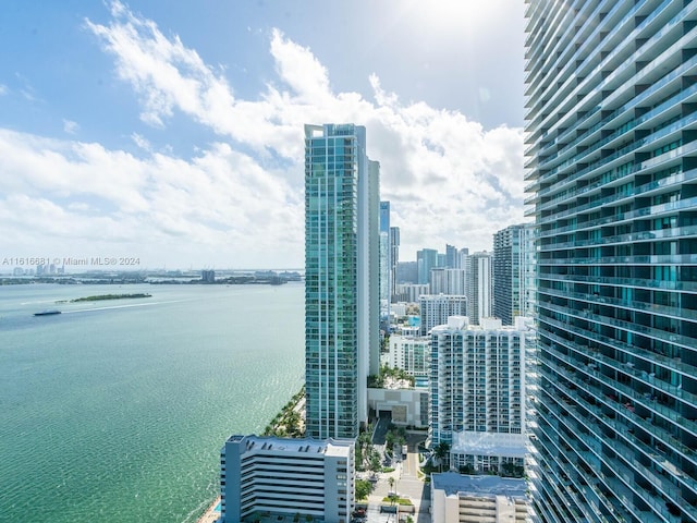property's view of city with a water view