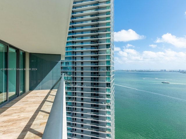 exterior space featuring a water view