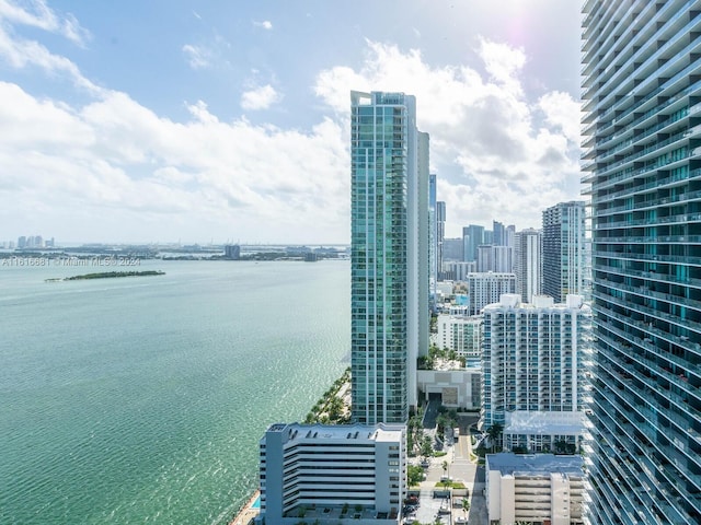 view of city with a water view