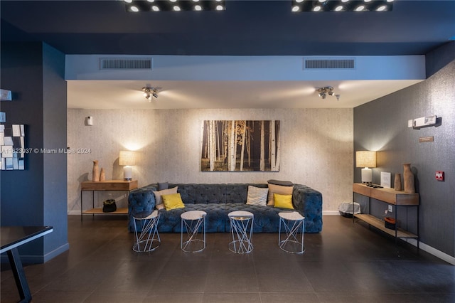 view of tiled living room