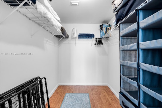 walk in closet featuring hardwood / wood-style floors