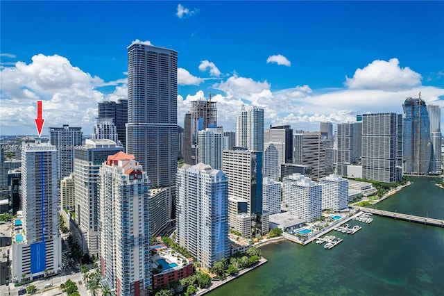 view of city with a water view