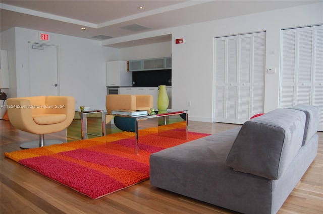 living room featuring light hardwood / wood-style flooring