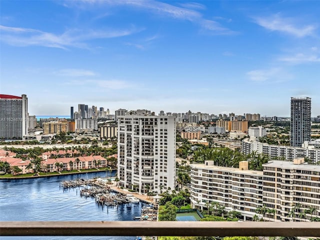 exterior space with a water view