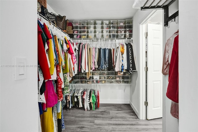 walk in closet featuring hardwood / wood-style floors