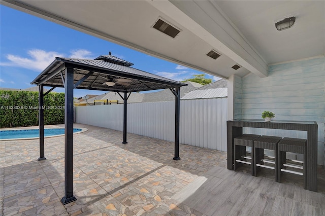 view of patio / terrace with a gazebo