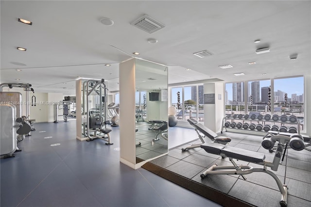 4250 Biscayne Blvd Unit 1018, Miami, FL 33137 - gym featuring floor to ceiling windows