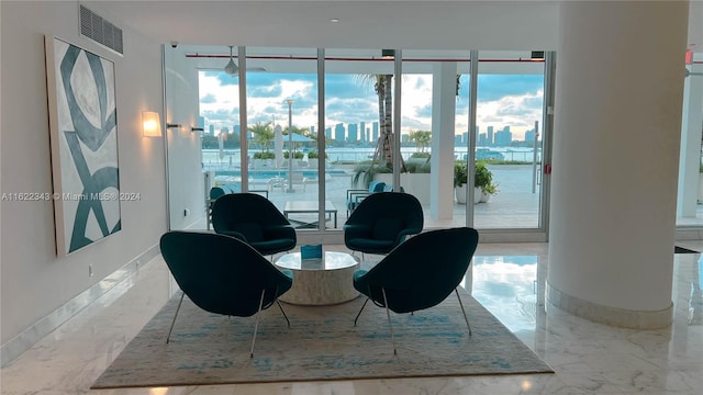 dining space featuring tile patterned floors