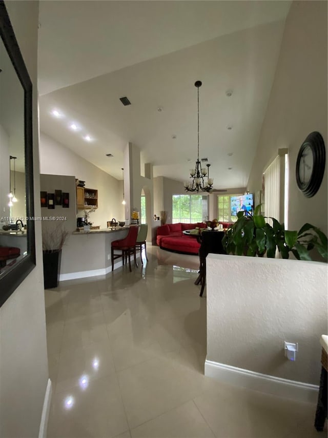 interior space with an inviting chandelier