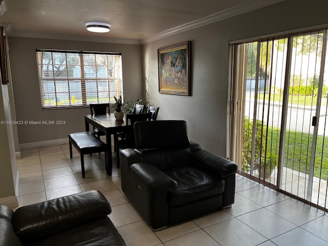 interior space with crown molding