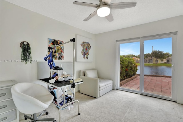 living room featuring light tile patterned floors and a high ceiling