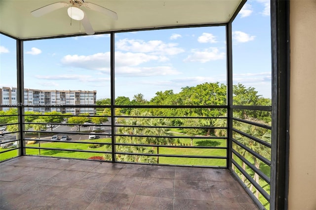 1000 Saint Charles Pl Unit 522, Pembroke Pines, FL 33026 - unfurnished sunroom with a ceiling fan and healthy amount of natural light