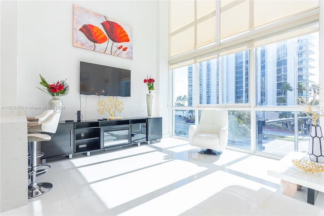 view of tiled living room